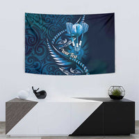 Personalised All Blue New Zealand Darts Tapestry Aoteroa Fern Maori Galaxy Style