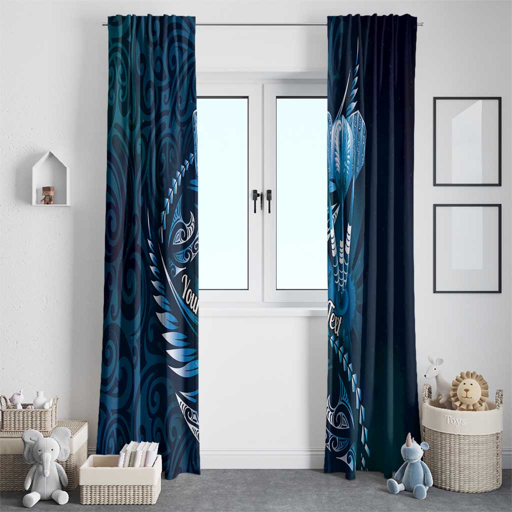Personalised All Blue New Zealand Darts Window Curtain Aoteroa Fern Maori Galaxy Style