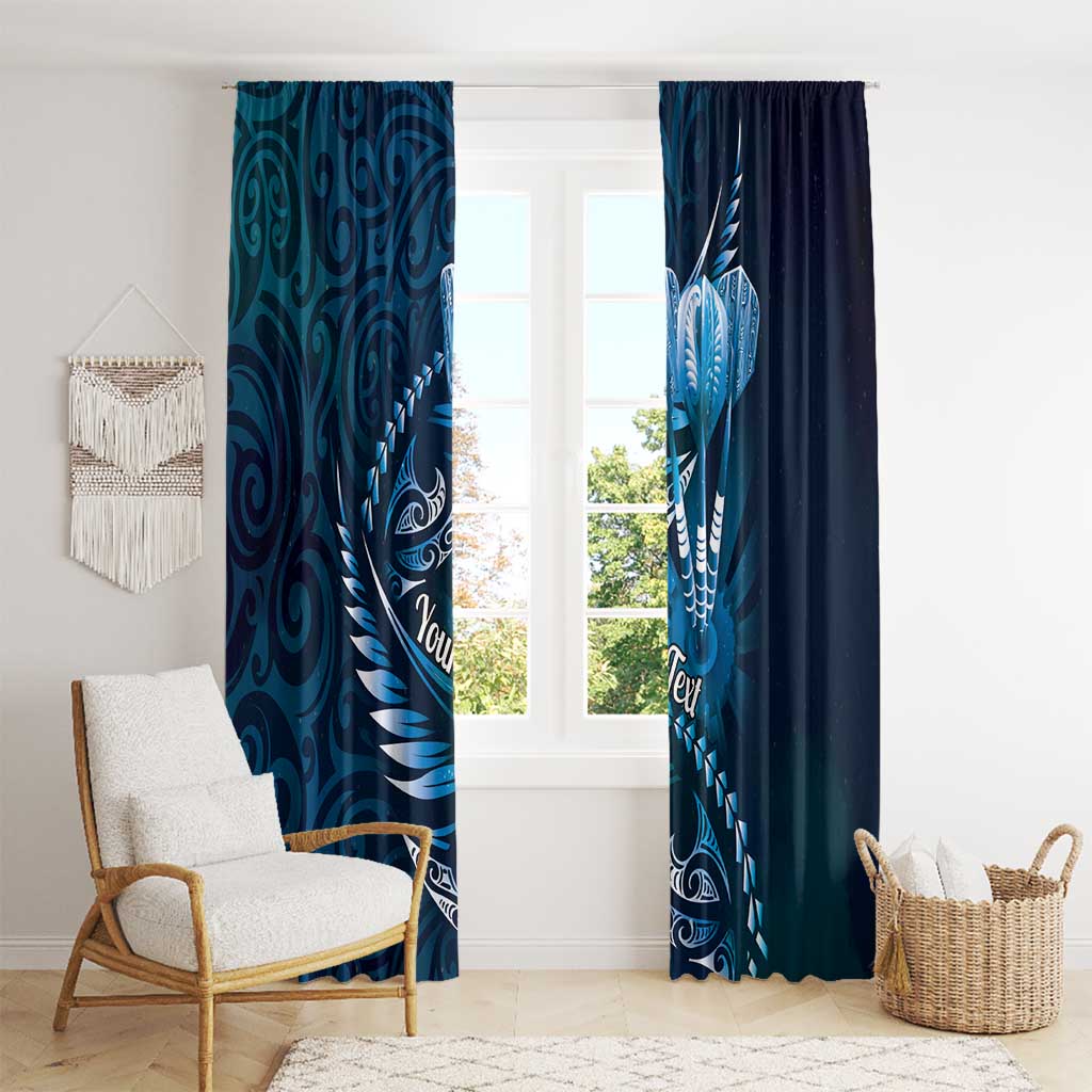 Personalised All Blue New Zealand Darts Window Curtain Aoteroa Fern Maori Galaxy Style
