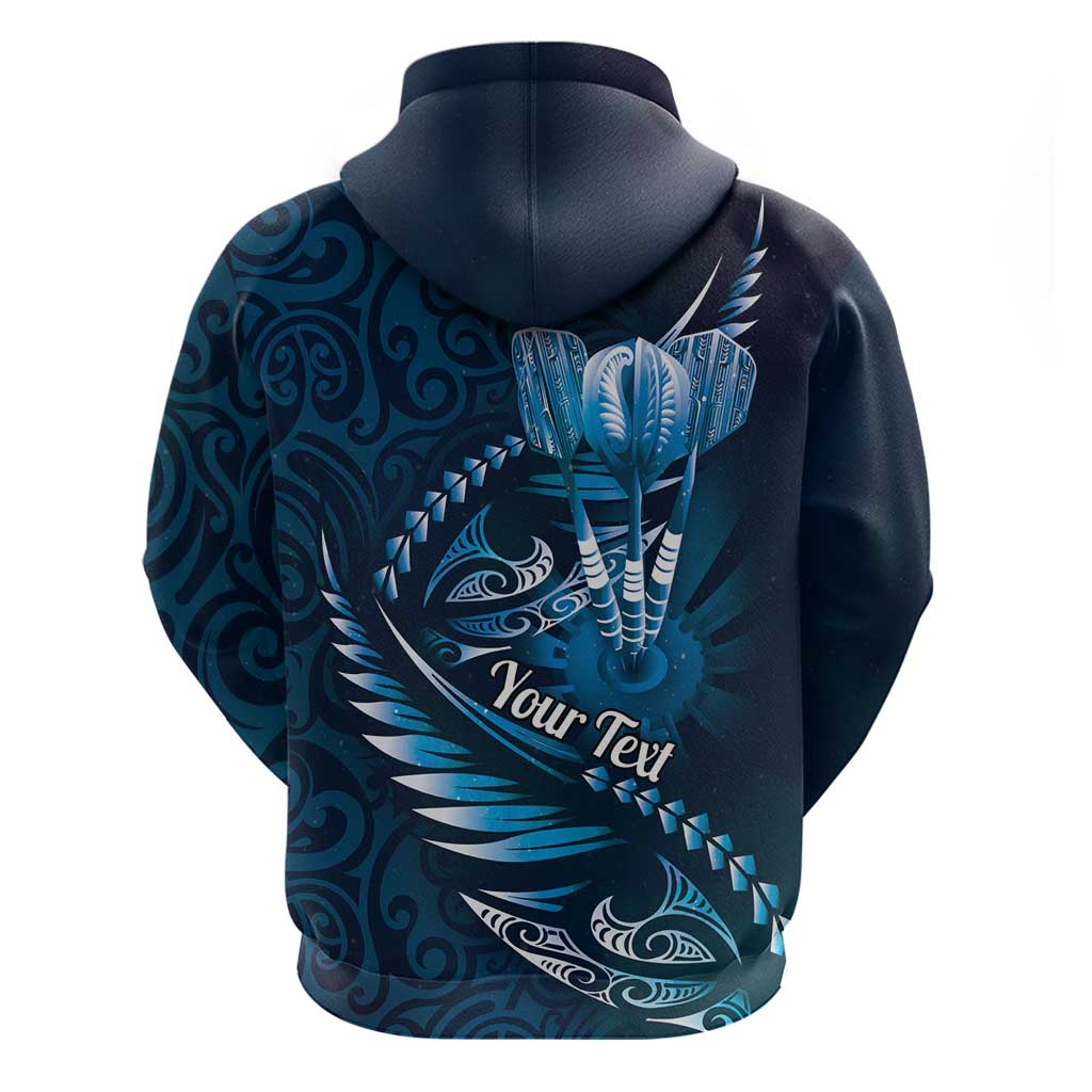 Personalised All Blue New Zealand Darts Zip Hoodie Aoteroa Fern Maori Galaxy Style