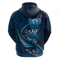 Personalised All Blue New Zealand Darts Zip Hoodie Aoteroa Fern Maori Galaxy Style