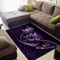 Personalised All Purple New Zealand Darts Area Rug Aoteroa Fern Maori Galaxy Style