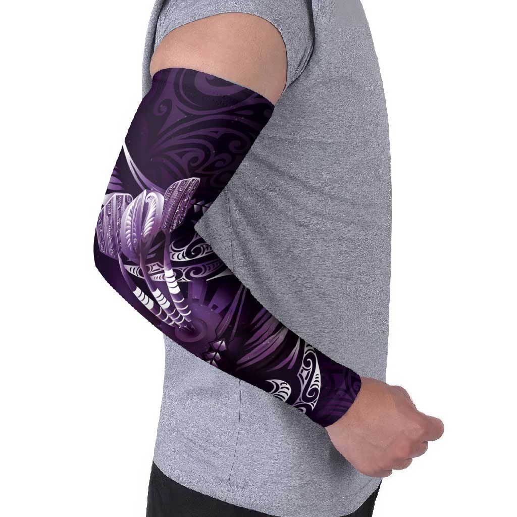 Personalised All Purple New Zealand Darts Arm Sleeves Aoteroa Fern Maori Galaxy Style - Polynesian Pride
