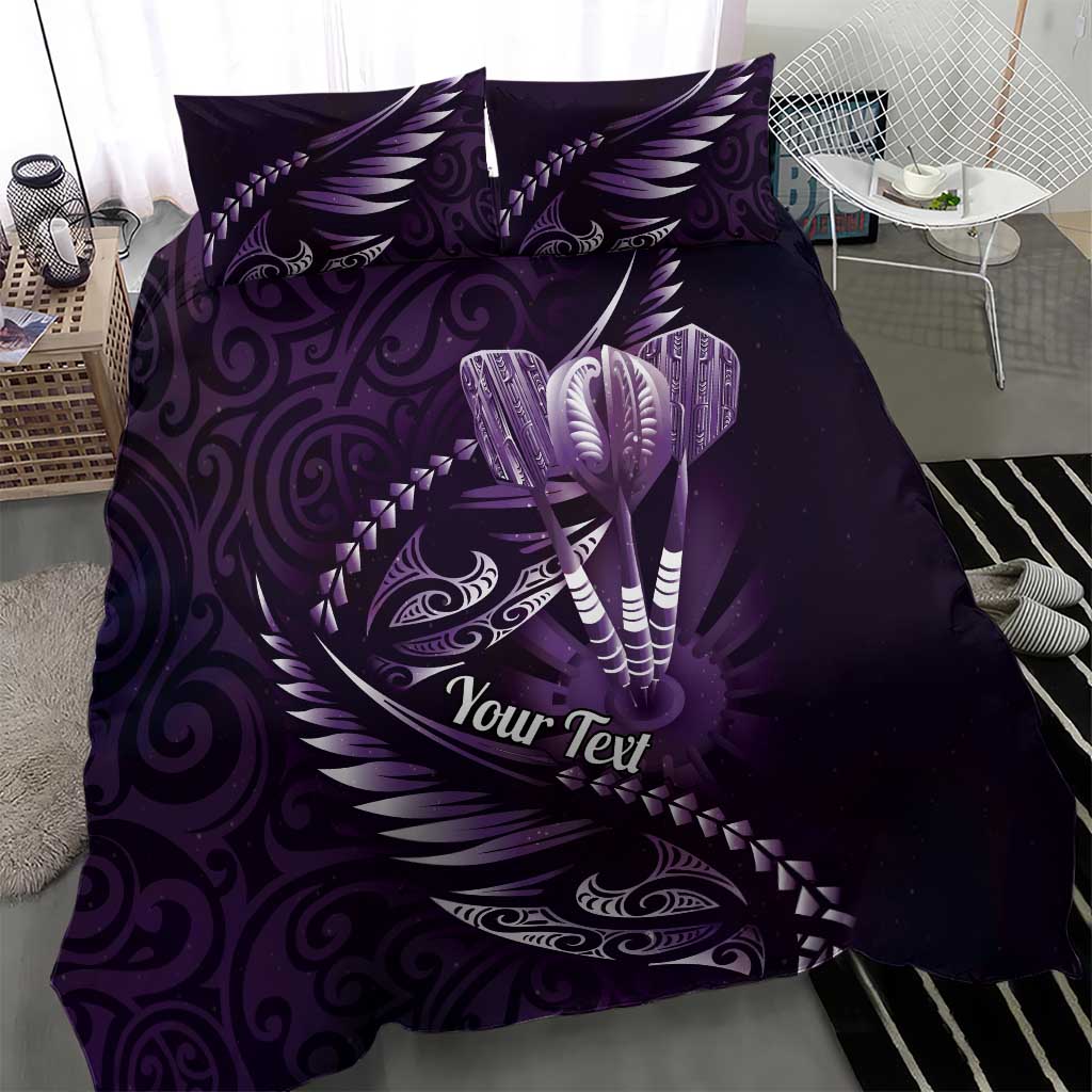 Personalised All Purple New Zealand Darts Bedding Set Aoteroa Fern Maori Galaxy Style