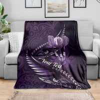 Personalised All Purple New Zealand Darts Blanket Aoteroa Fern Maori Galaxy Style