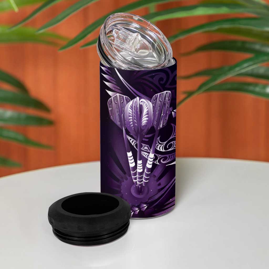 All Purple New Zealand Darts 4 in 1 Can Cooler Tumbler Aoteroa Fern Maori Galaxy Style