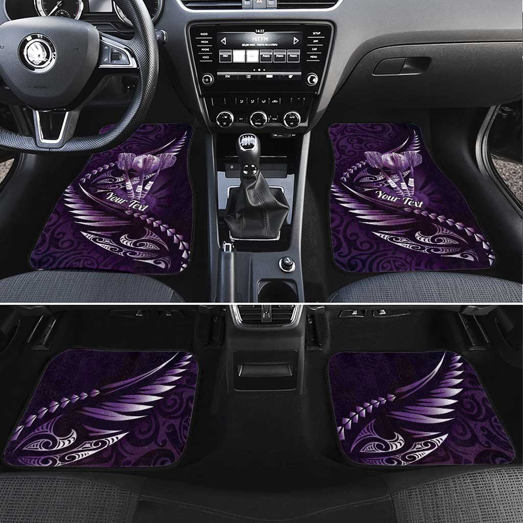 Personalised All Purple New Zealand Darts Car Mats Aoteroa Fern Maori Galaxy Style