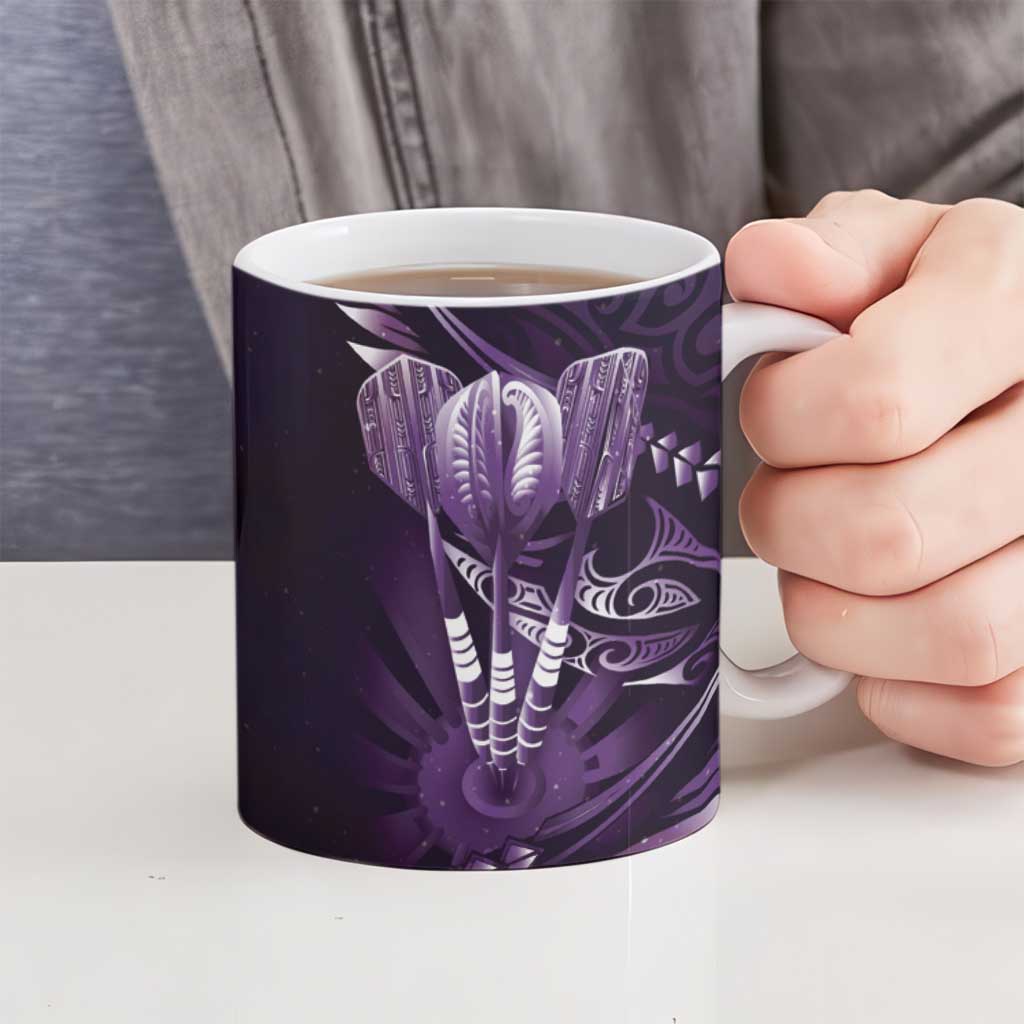 All Purple New Zealand Darts Ceramic Mug Aoteroa Fern Maori Galaxy Style - Polynesian Pride