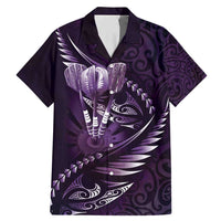 Personalised All Purple New Zealand Darts Family Matching Mermaid Dress and Hawaiian Shirt Aoteroa Fern Maori Galaxy Style