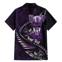 Personalised All Purple New Zealand Darts Family Matching Mermaid Dress and Hawaiian Shirt Aoteroa Fern Maori Galaxy Style