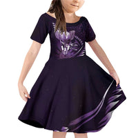 Personalised All Purple New Zealand Darts Family Matching Off Shoulder Short Dress and Hawaiian Shirt Aoteroa Fern Maori Galaxy Style