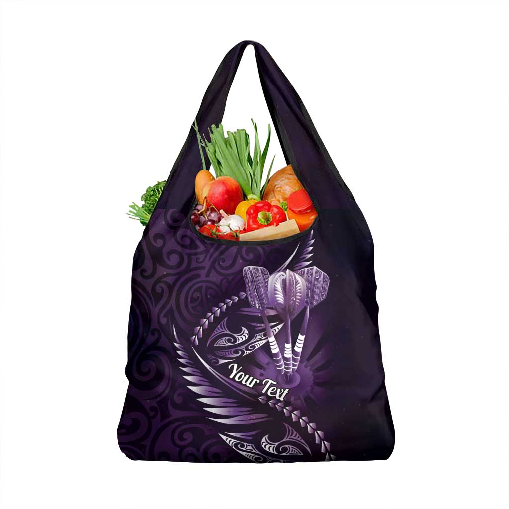 Personalised All Purple New Zealand Darts Grocery Bag Aoteroa Fern Maori Galaxy Style