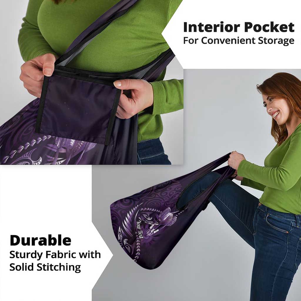 Personalised All Purple New Zealand Darts Grocery Bag Aoteroa Fern Maori Galaxy Style