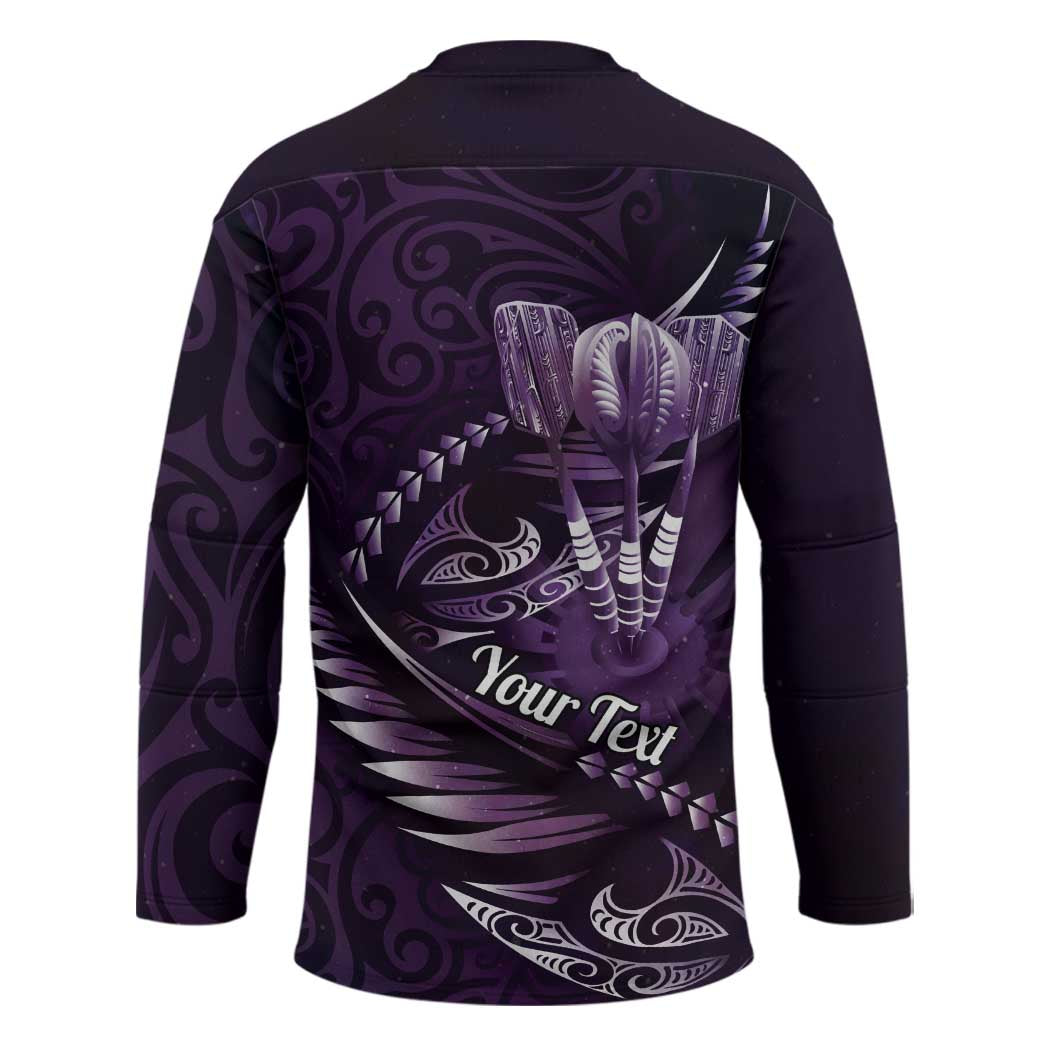 Personalised All Purple New Zealand Darts Hockey Jersey Aoteroa Fern Maori Galaxy Style - Polynesian Pride