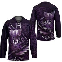 Personalised All Purple New Zealand Darts Hockey Jersey Aoteroa Fern Maori Galaxy Style - Polynesian Pride