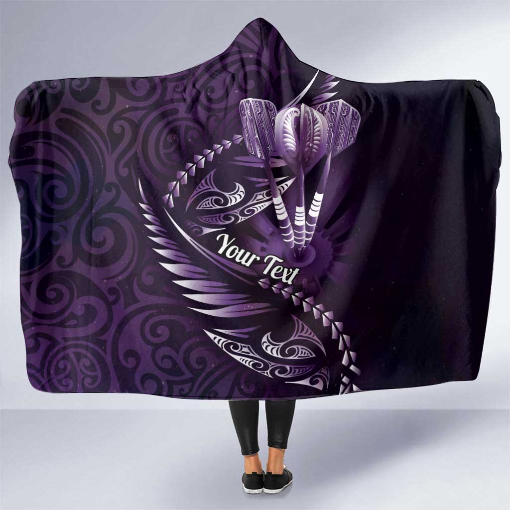 Personalised All Purple New Zealand Darts Hooded Blanket Aoteroa Fern Maori Galaxy Style