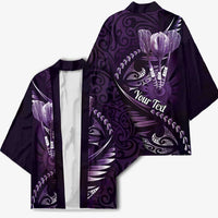 Personalised All Purple New Zealand Darts Kimono Aoteroa Fern Maori Galaxy Style - Polynesian Pride