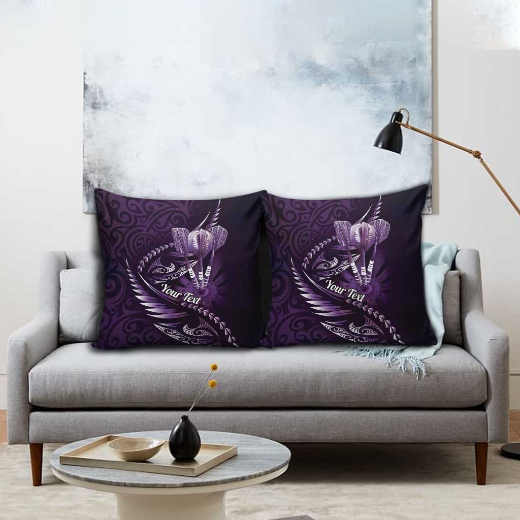Personalised All Purple New Zealand Darts Pillow Cover Aoteroa Fern Maori Galaxy Style - Polynesian Pride