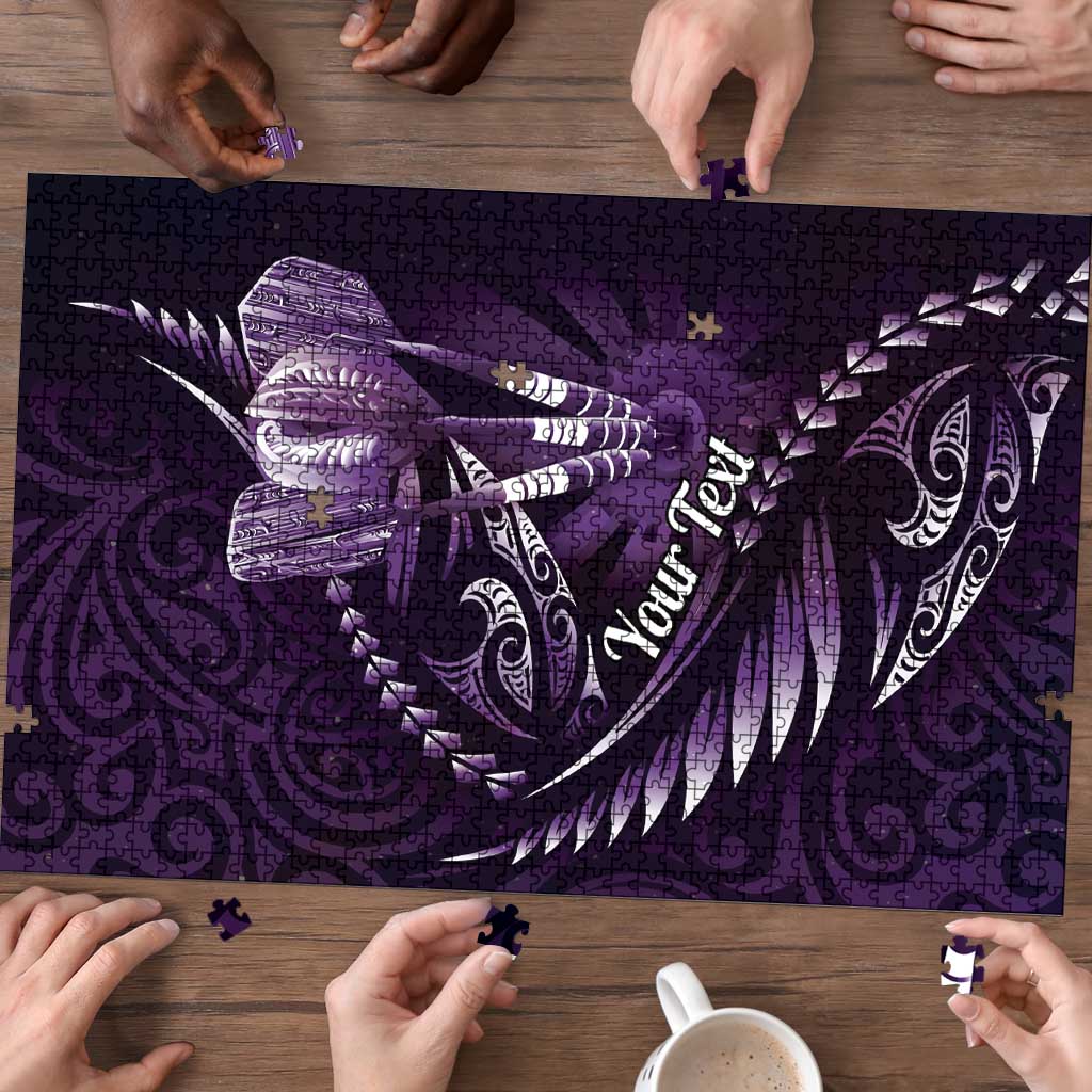Personalised All Purple New Zealand Darts Puzzle Aoteroa Fern Maori Galaxy Style - Polynesian Pride