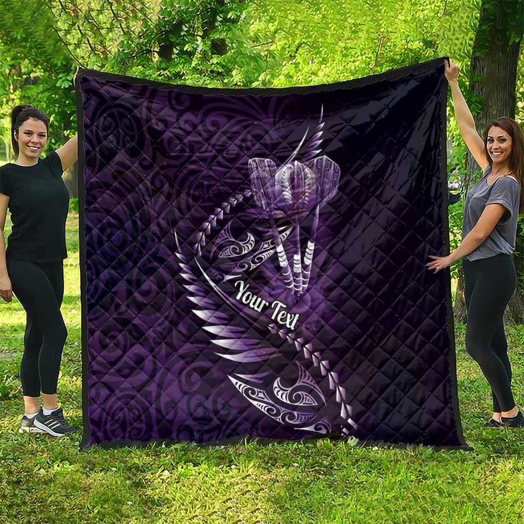 Personalised All Purple New Zealand Darts Quilt Aoteroa Fern Maori Galaxy Style