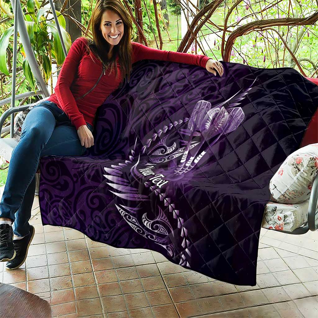 Personalised All Purple New Zealand Darts Quilt Aoteroa Fern Maori Galaxy Style