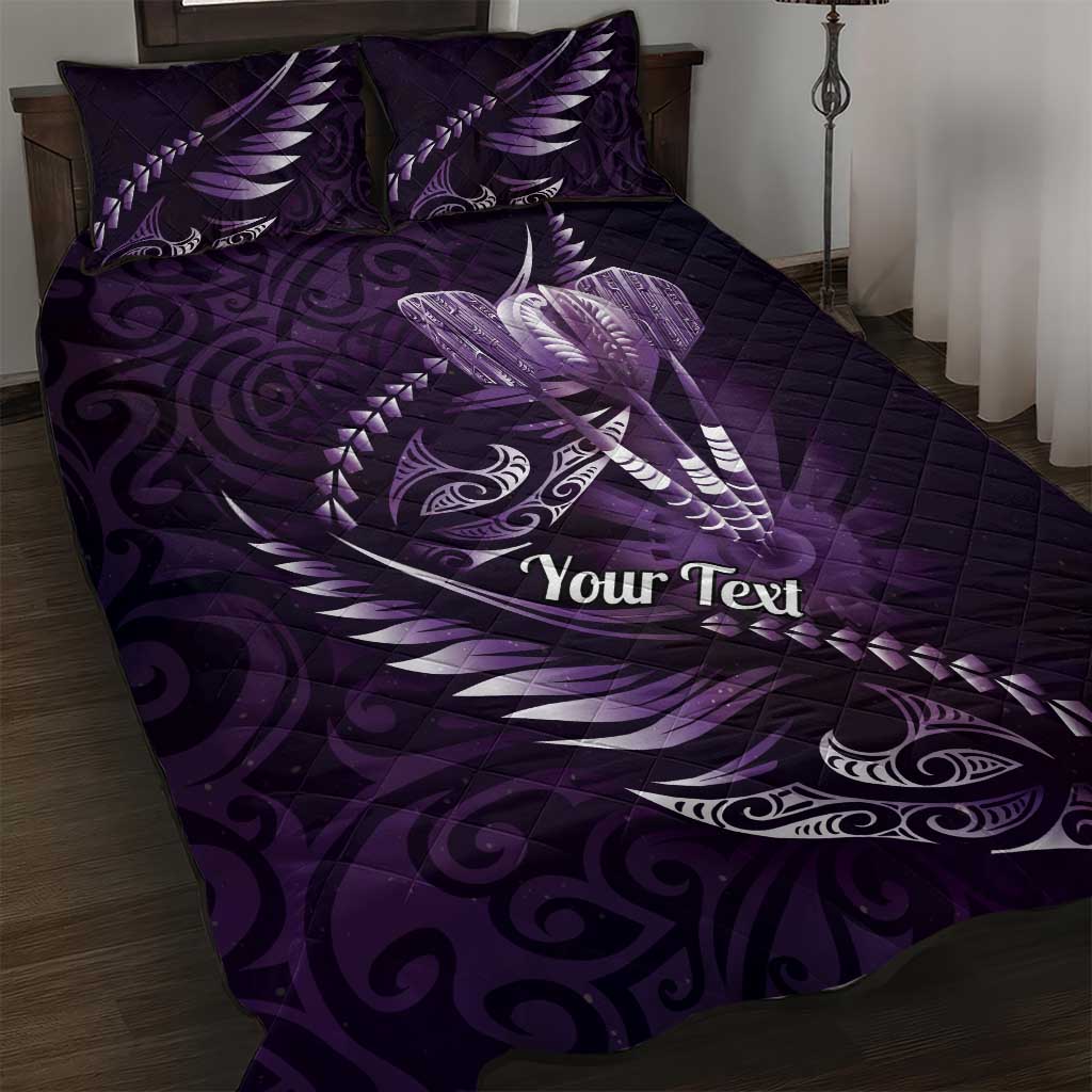 Personalised All Purple New Zealand Darts Quilt Bed Set Aoteroa Fern Maori Galaxy Style