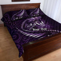 Personalised All Purple New Zealand Darts Quilt Bed Set Aoteroa Fern Maori Galaxy Style