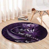 Personalised All Purple New Zealand Darts Round Carpet Aoteroa Fern Maori Galaxy Style