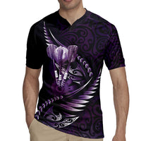 Personalised All Purple New Zealand Darts Rugby Jersey Aoteroa Fern Maori Galaxy Style