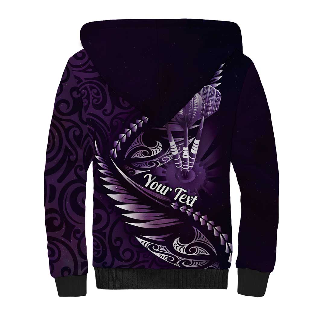Personalised All Purple New Zealand Darts Sherpa Hoodie Aoteroa Fern Maori Galaxy Style