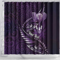 Personalised All Purple New Zealand Darts Shower Curtain Aoteroa Fern Maori Galaxy Style