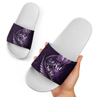 Personalised All Purple New Zealand Darts Slide Sandals Aoteroa Fern Maori Galaxy Style - Polynesian Pride