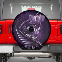 Personalised All Purple New Zealand Darts Spare Tire Cover Aoteroa Fern Maori Galaxy Style
