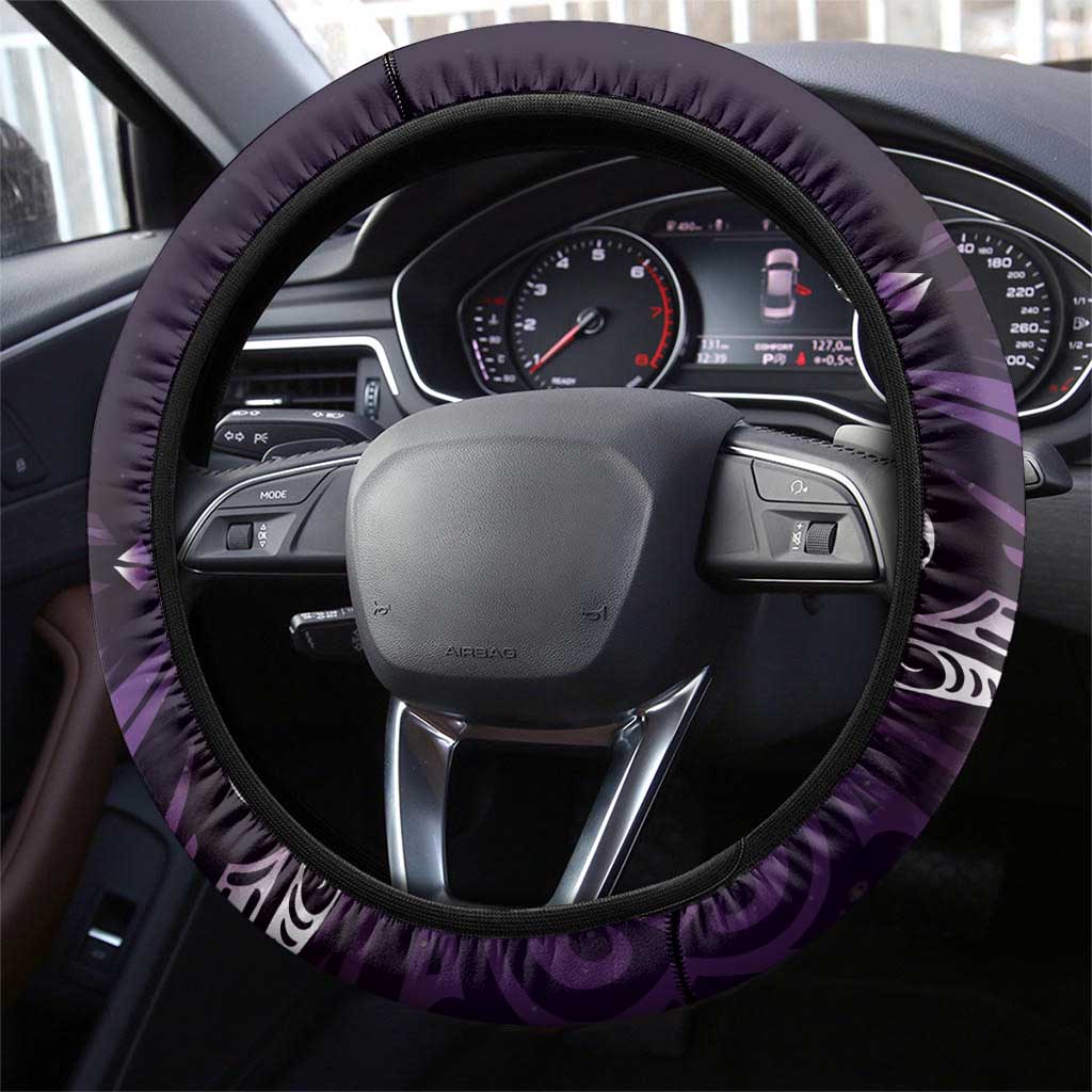 All Purple New Zealand Darts Steering Wheel Cover Aoteroa Fern Maori Galaxy Style