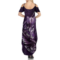 Personalised All Purple New Zealand Darts Summer Maxi Dress Aoteroa Fern Maori Galaxy Style