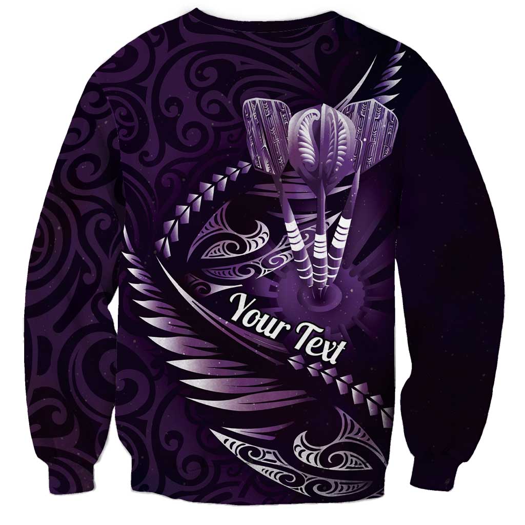Personalised All Purple New Zealand Darts Sweatshirt Aoteroa Fern Maori Galaxy Style
