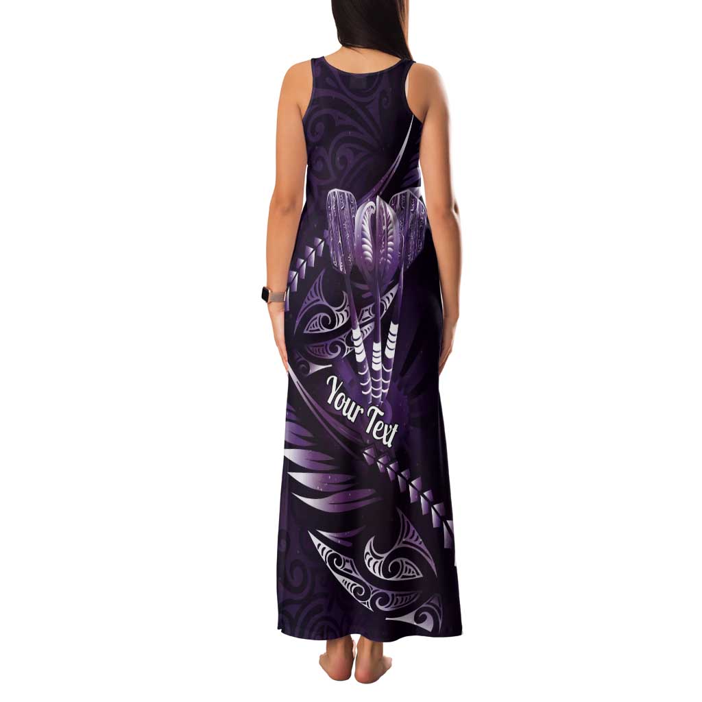 Personalised All Purple New Zealand Darts Tank Maxi Dress Aoteroa Fern Maori Galaxy Style