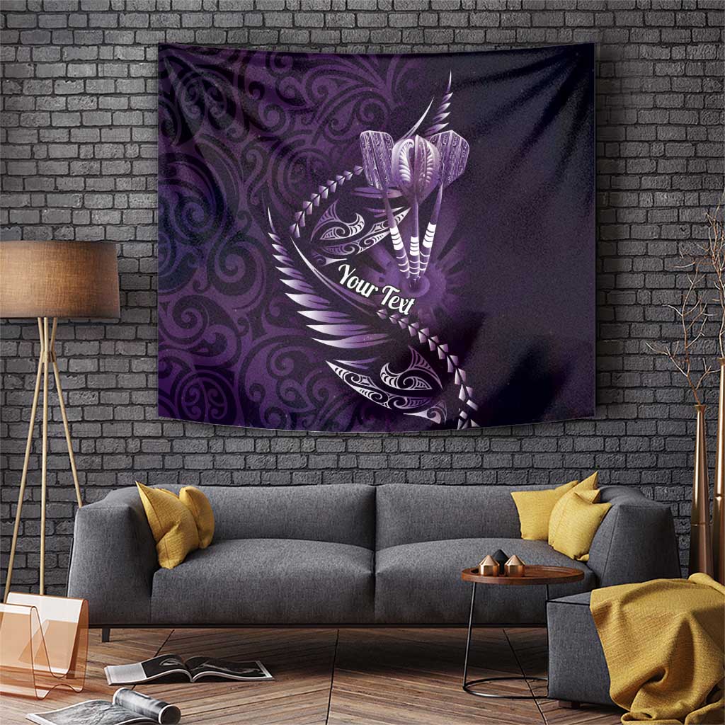 Personalised All Purple New Zealand Darts Tapestry Aoteroa Fern Maori Galaxy Style