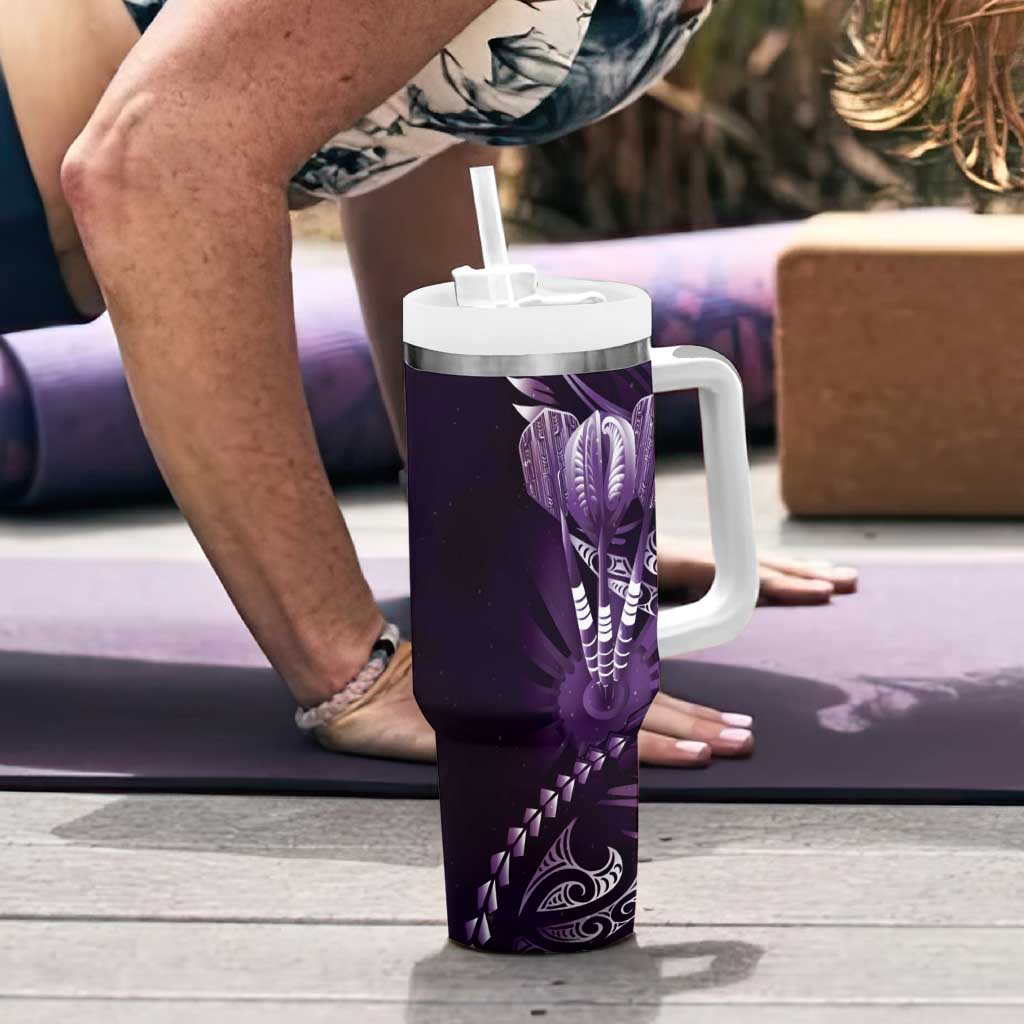 All Purple New Zealand Darts Tumbler With Handle Aoteroa Fern Maori Galaxy Style