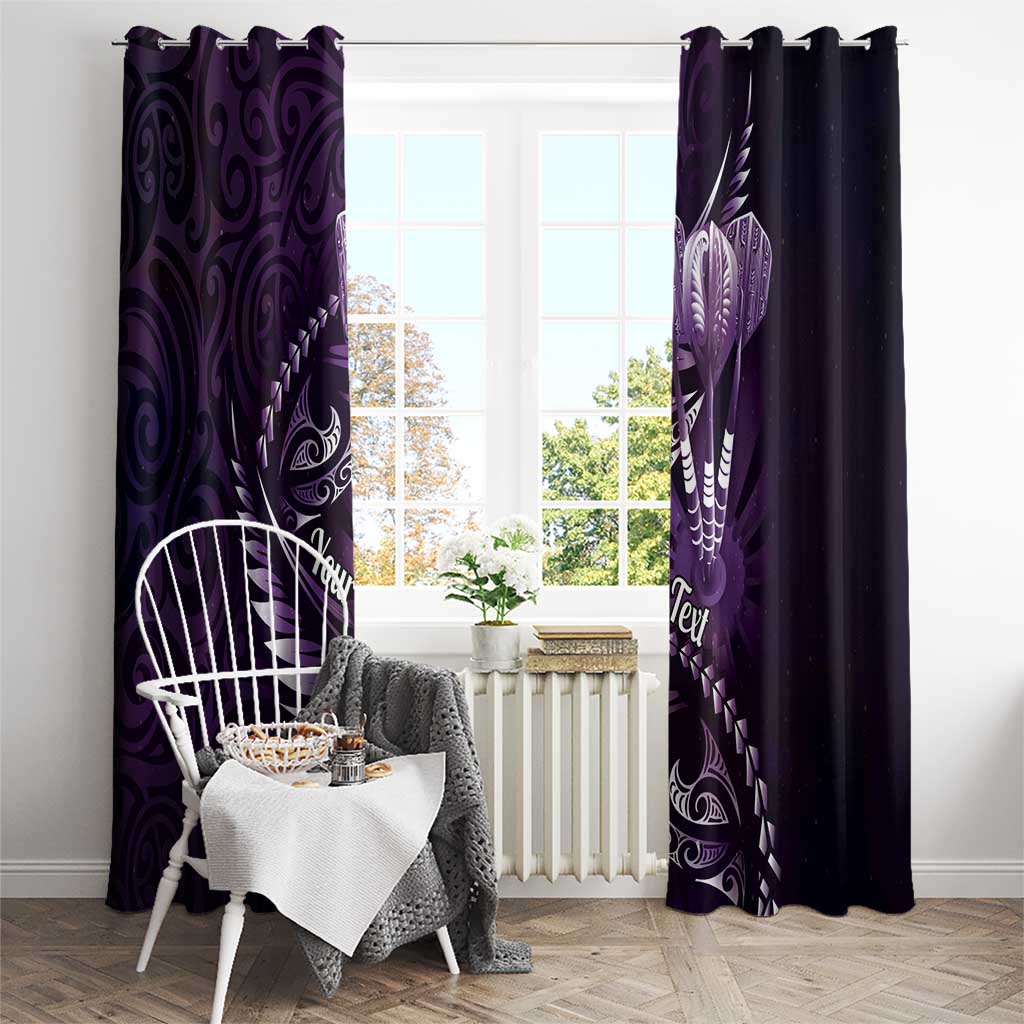 Personalised All Purple New Zealand Darts Window Curtain Aoteroa Fern Maori Galaxy Style