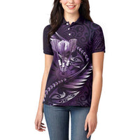 Personalised All Purple New Zealand Darts Women Polo Shirt Aoteroa Fern Maori Galaxy Style
