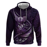 Personalised All Purple New Zealand Darts Zip Hoodie Aoteroa Fern Maori Galaxy Style