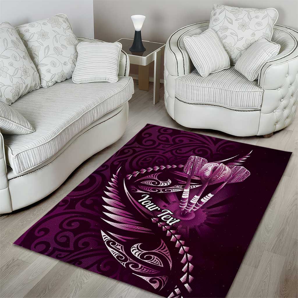 Personalised All Pink New Zealand Darts Area Rug Aoteroa Fern Maori Galaxy Style