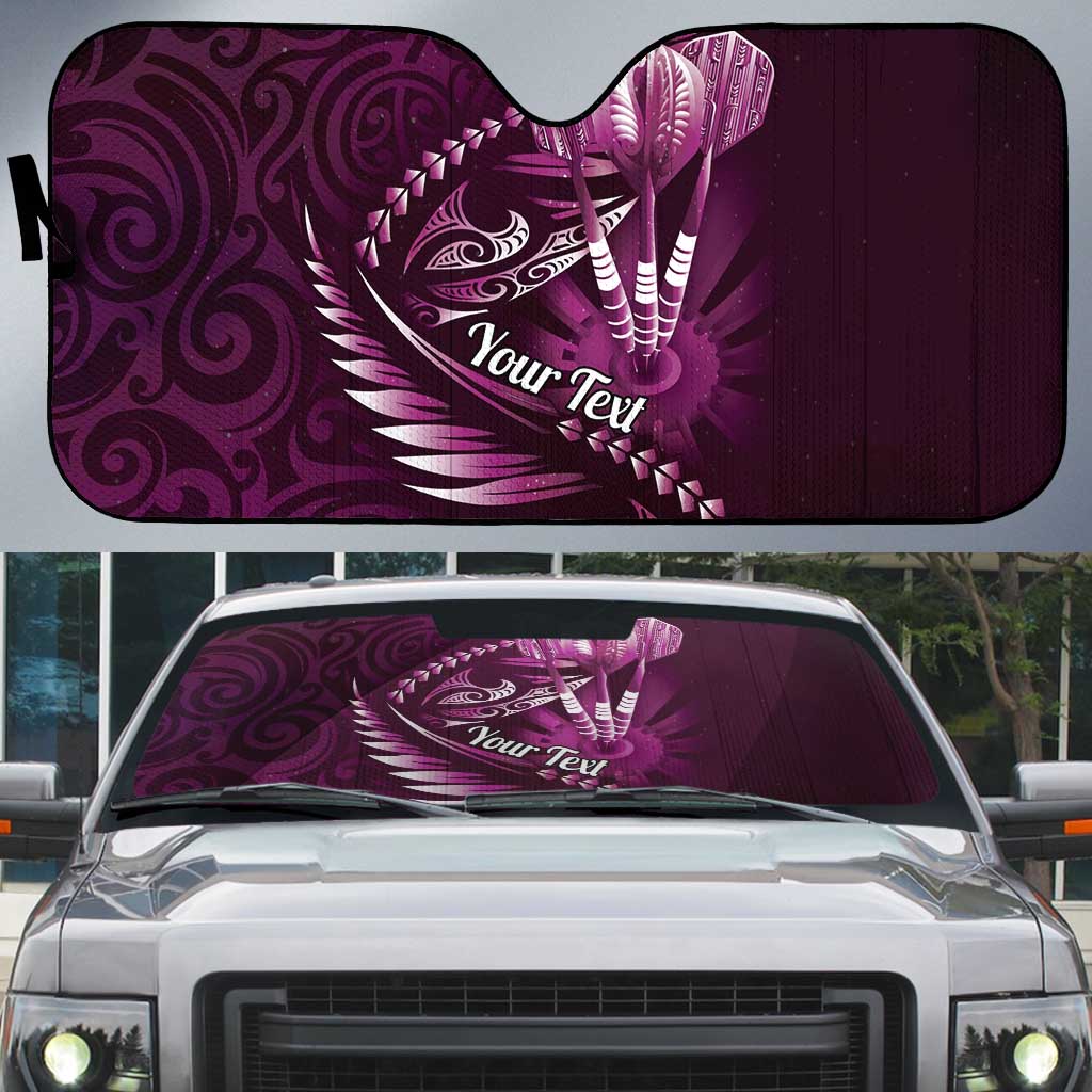 Personalised All Pink New Zealand Darts Auto Sun Shade Aoteroa Fern Maori Galaxy Style - Polynesian Pride
