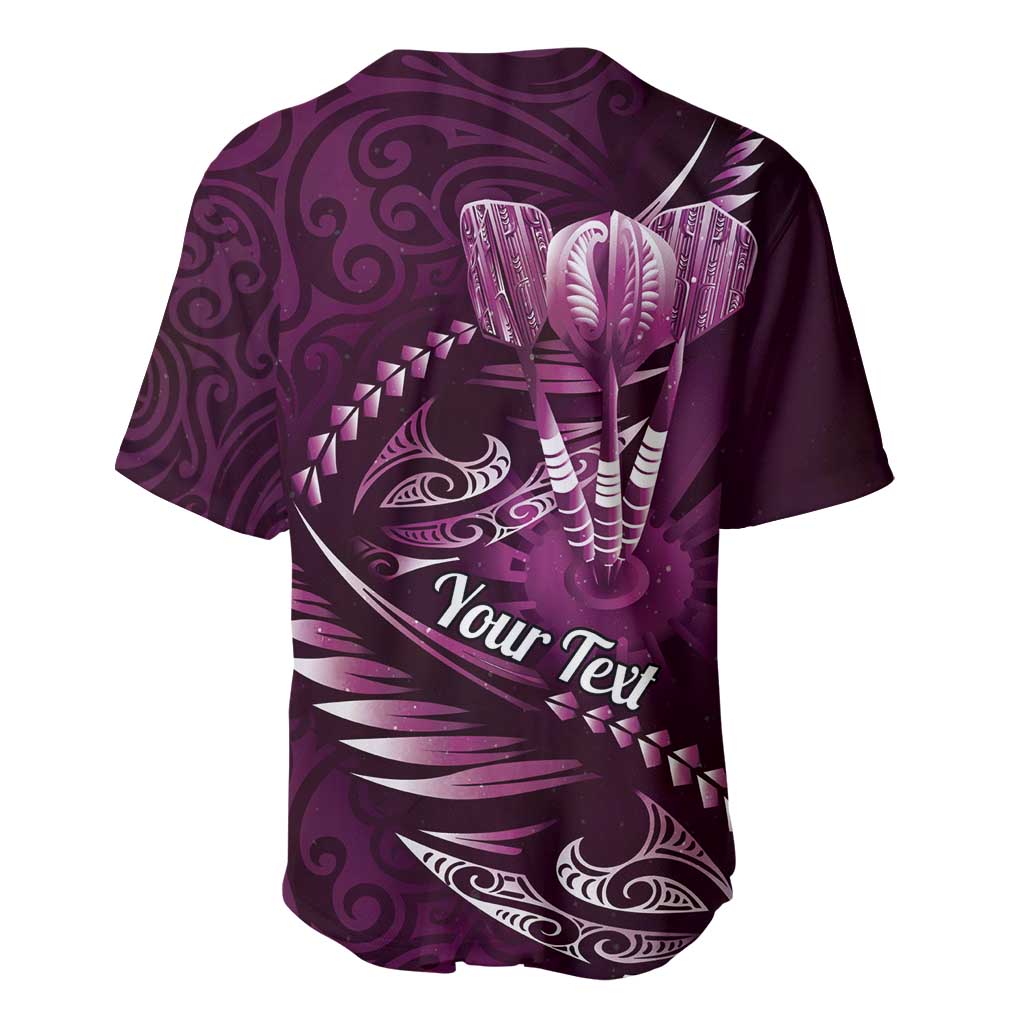 Personalised All Pink New Zealand Darts Baseball Jersey Aoteroa Fern Maori Galaxy Style