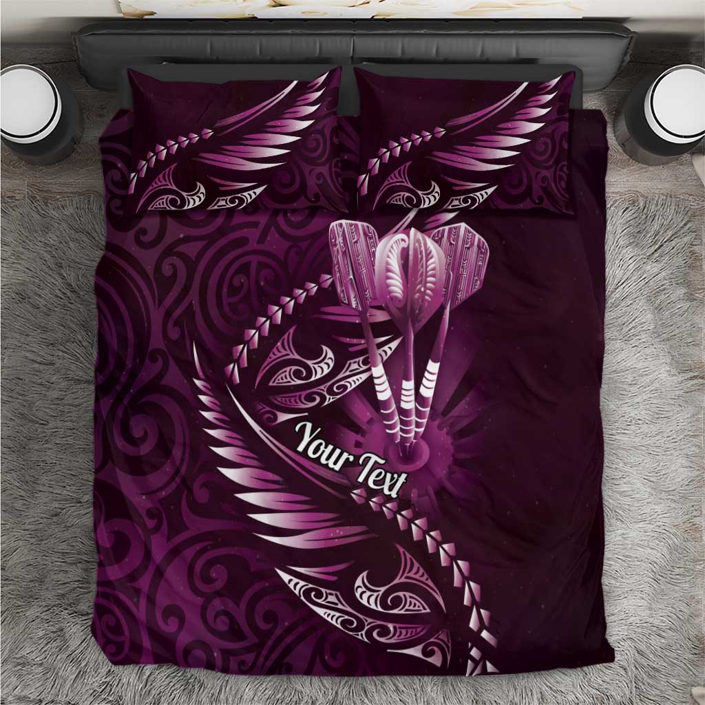 Personalised All Pink New Zealand Darts Bedding Set Aoteroa Fern Maori Galaxy Style