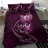 Personalised All Pink New Zealand Darts Bedding Set Aoteroa Fern Maori Galaxy Style