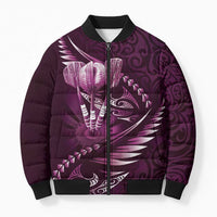 Personalised All Pink New Zealand Darts Bomber Puffer Jacket Aoteroa Fern Maori Galaxy Style - Polynesian Pride