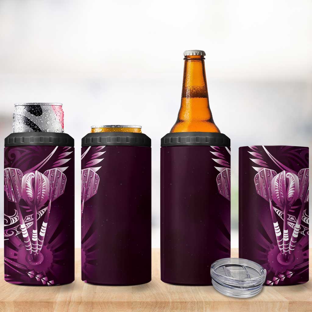 All Pink New Zealand Darts 4 in 1 Can Cooler Tumbler Aoteroa Fern Maori Galaxy Style