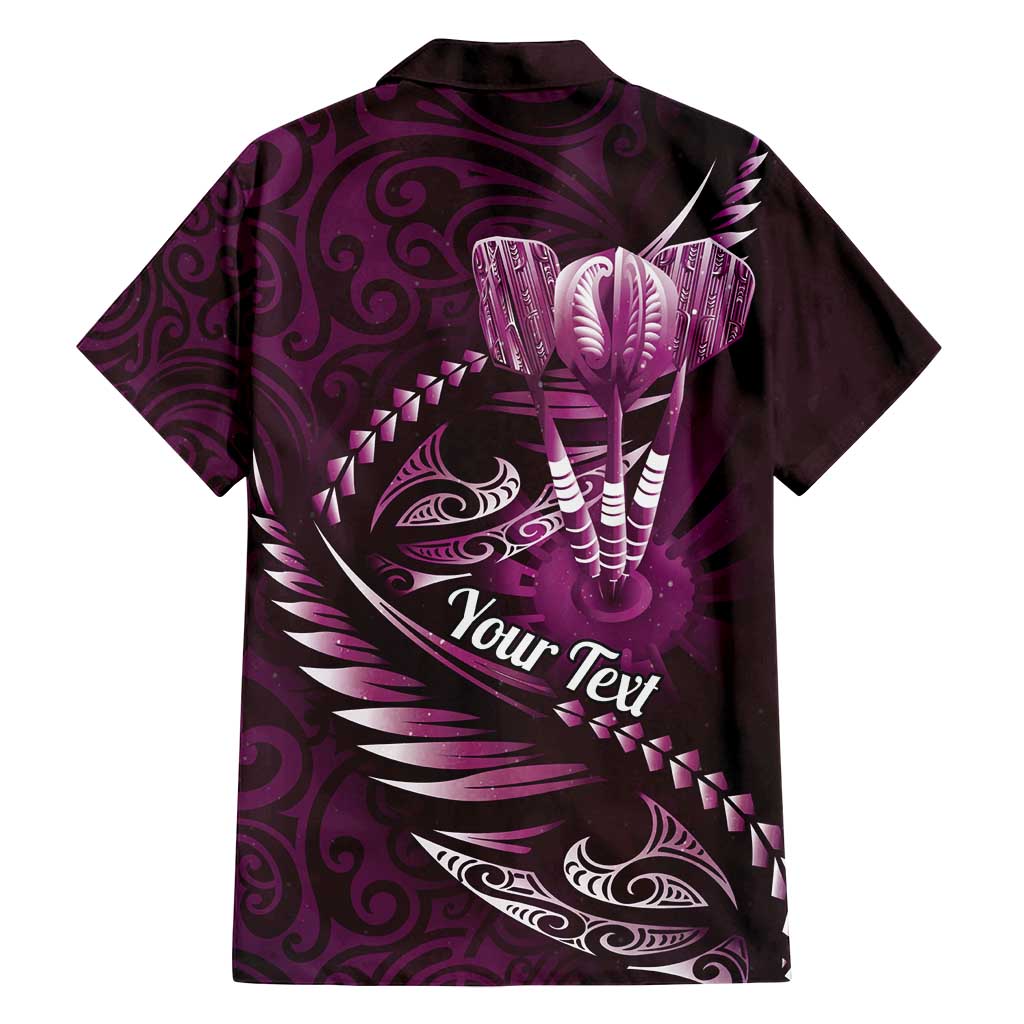 Personalised All Pink New Zealand Darts Family Matching Long Sleeve Bodycon Dress and Hawaiian Shirt Aoteroa Fern Maori Galaxy Style